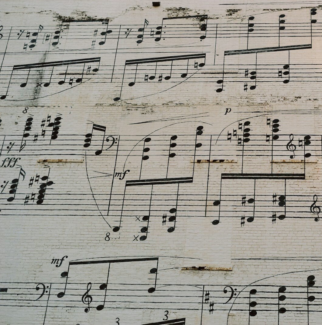 musical notes on white paper