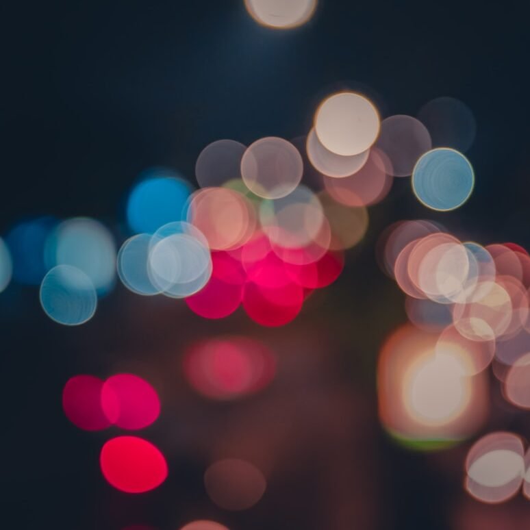 blue and white bokeh lights